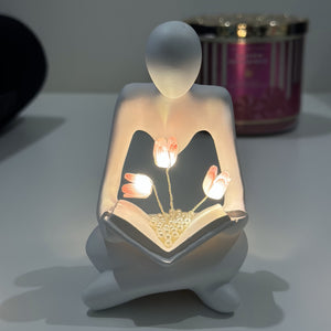 Illuminated Rose Reader Sculpture
