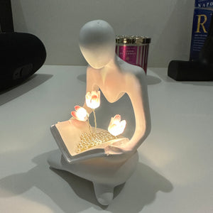 Illuminated Rose Reader Sculpture